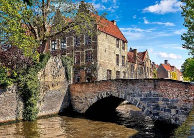 Bruges ancient medieval bridge over canal