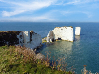 Old Harry Rocks chalk stacks east of Studland near Swanage copy Old Harry Rocks