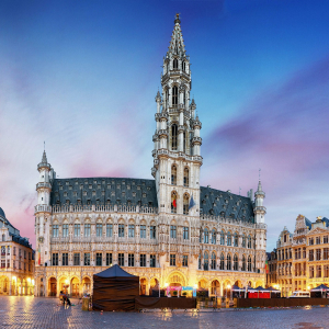 Grand Place in Brussels in night.