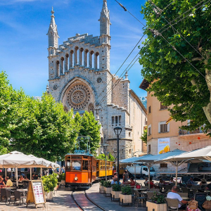 Soller Tram in market square Soller